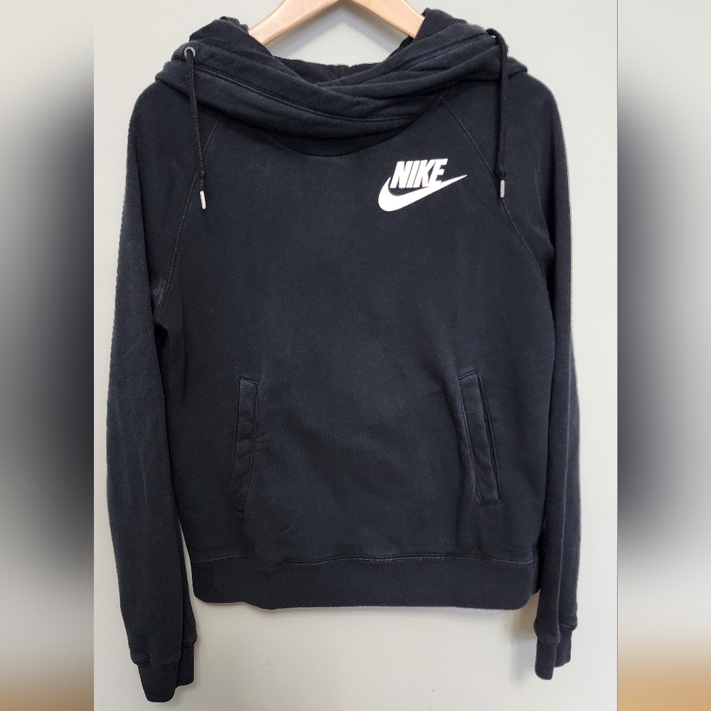 Vintage Nike Charcoal Hoodie with White Logo Size Medium